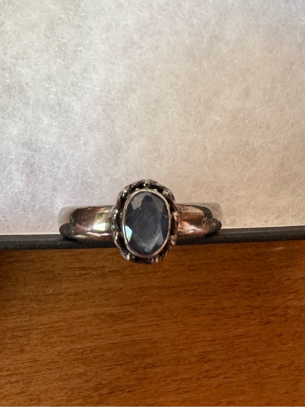Village Silversmith | Sterling Silver Oval Sapphire Ring | Size 7